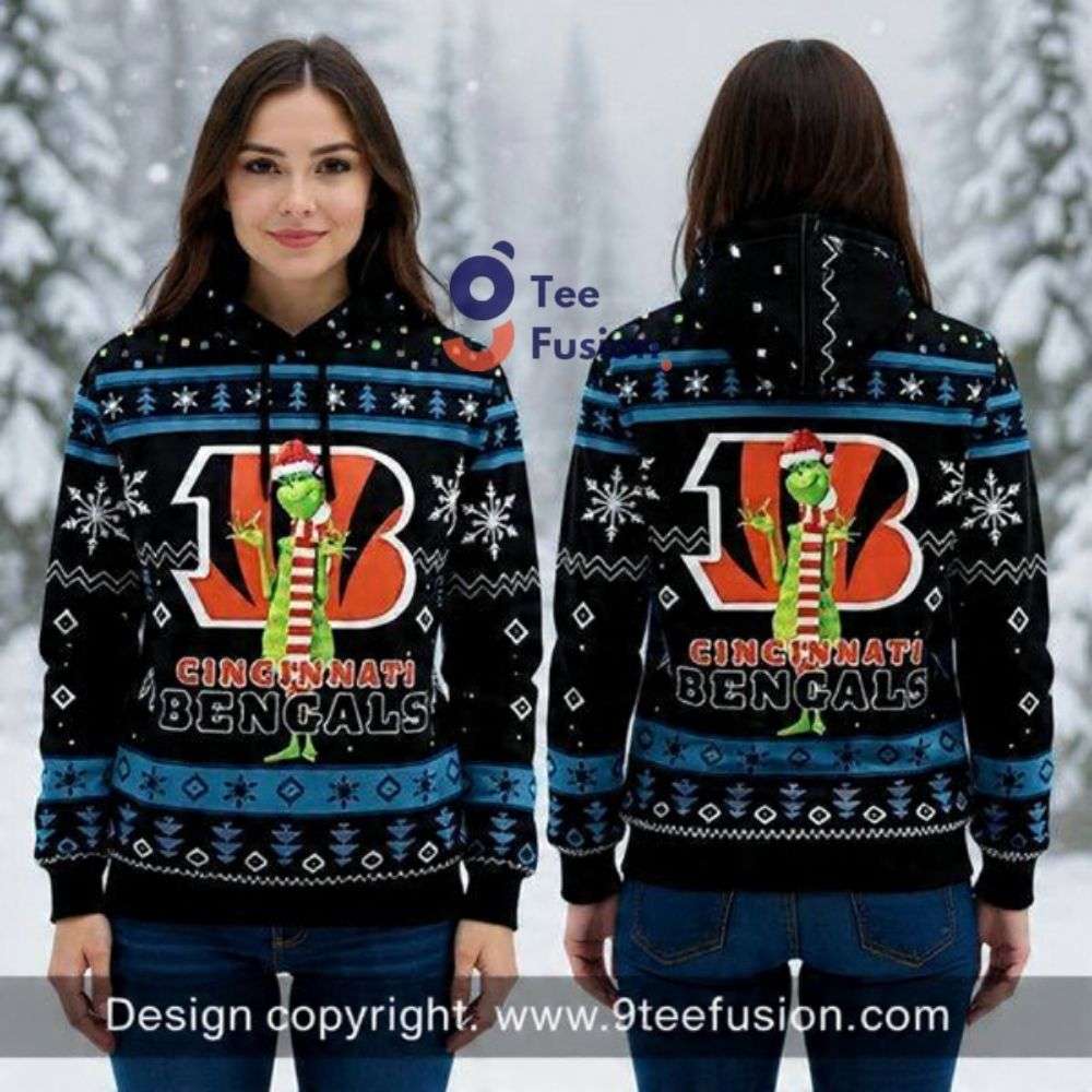 Christmas Grinch Cincinnati Bengal Nfl Game Day 3D Hoodie