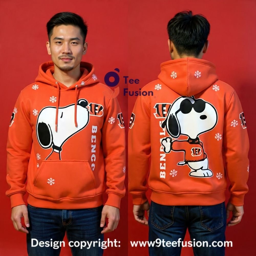 Funny 90s Style Bengal Cincinnati Snoopy Who Deys 3D Hoodie