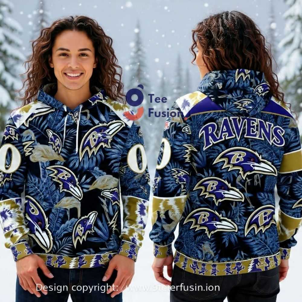 Comfort Baltimore Ravens Tropical Aloha Game Day 3D Hoodie