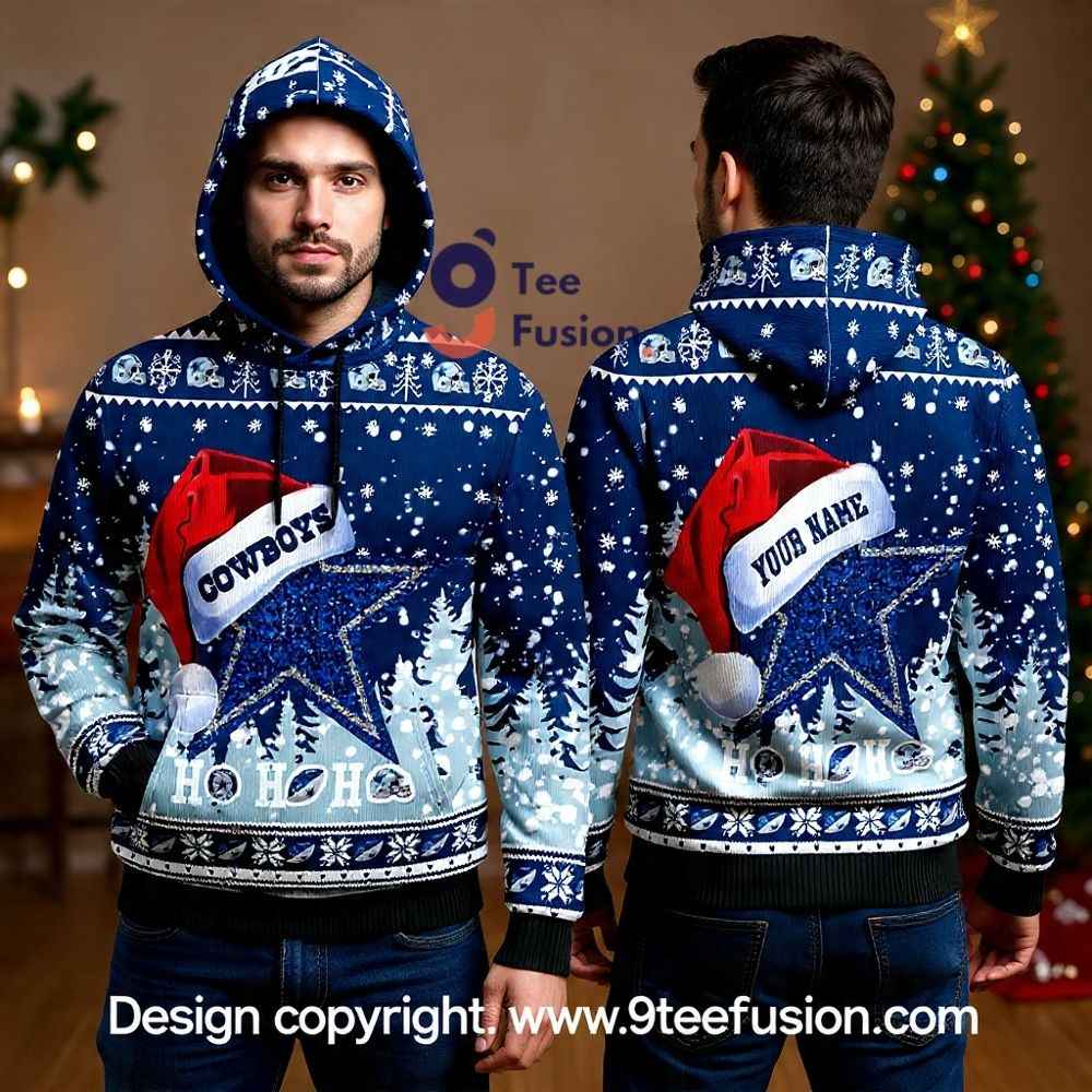 Dallas Cowboys Personalized Santa Star 3D Hoodie