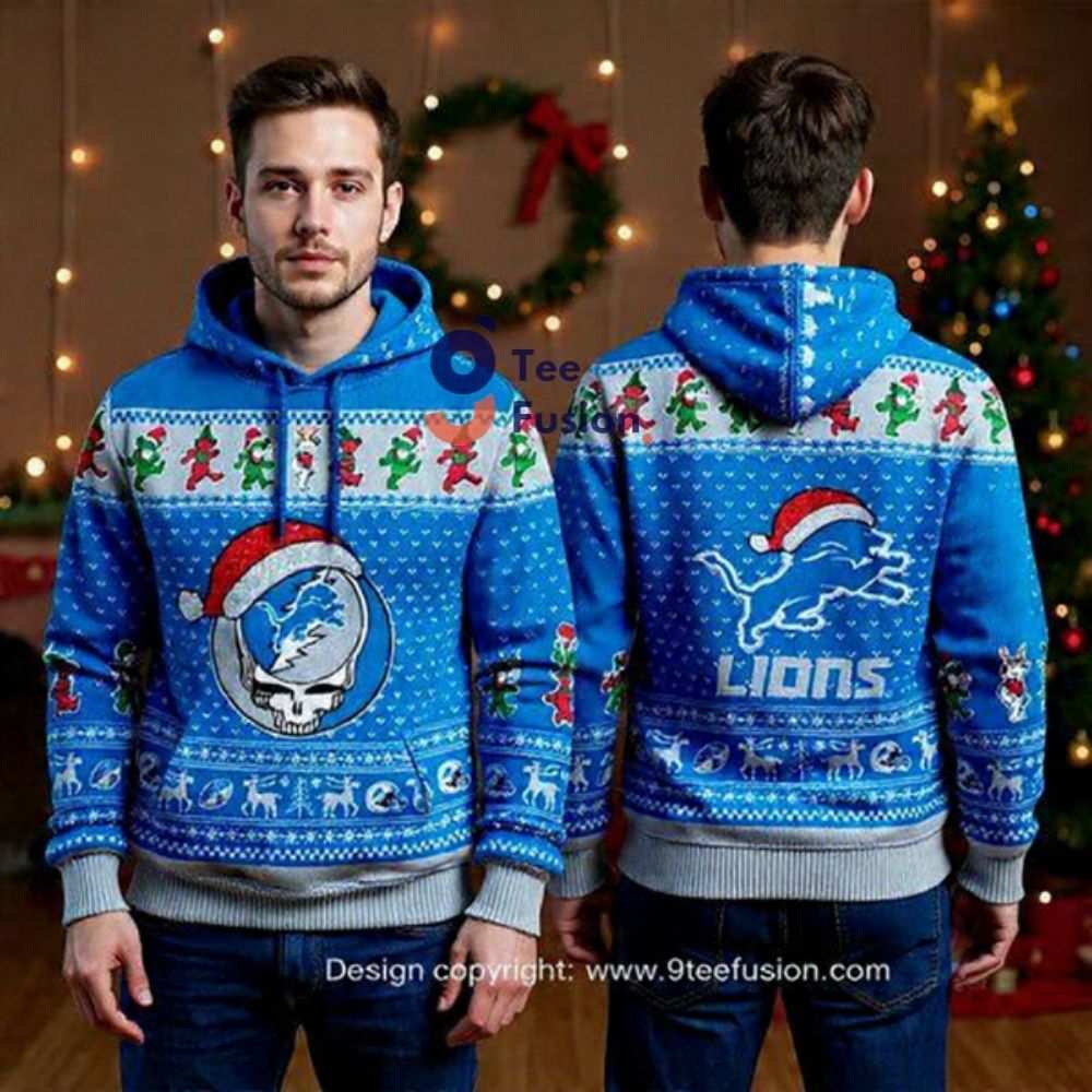 Detroit Lions Santa Hat 3D Hoodie Christmas Gifts