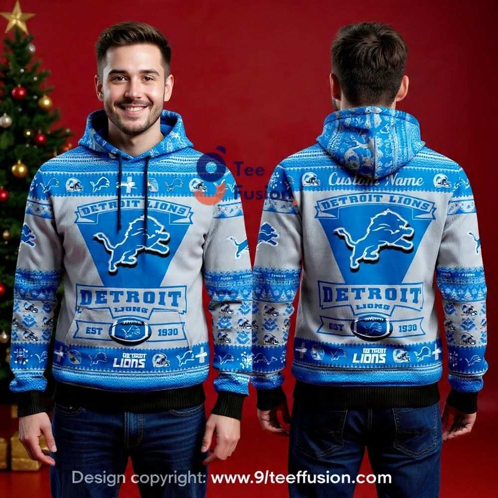 Detroit Football Cozy Game Day Christmas 3D Hoodie