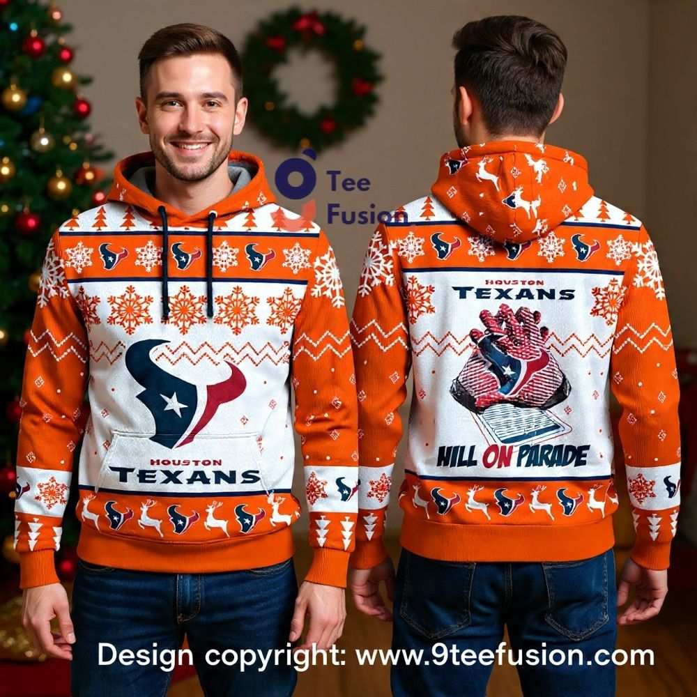 Christmas Style Houston Texans Hill On Parade 3D Hoodie