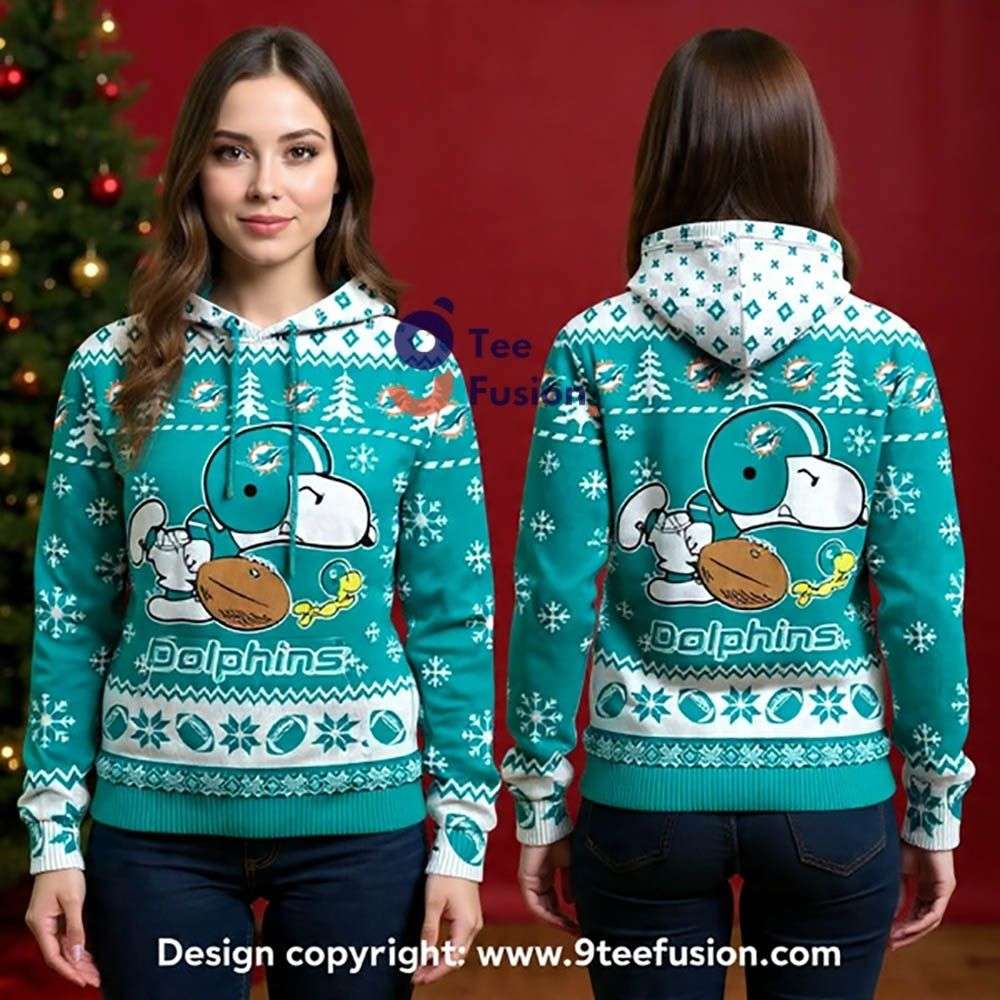 Retro Go Dolphins Football Miami Dolphins Snoopy 3D Hoodie