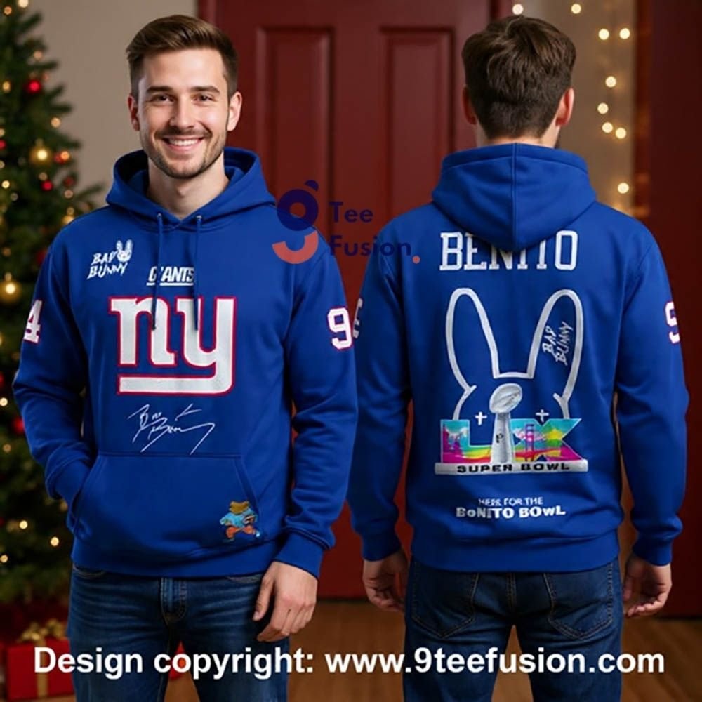 Bad Bunny X New York Giants Football 3D Hoodie Customize