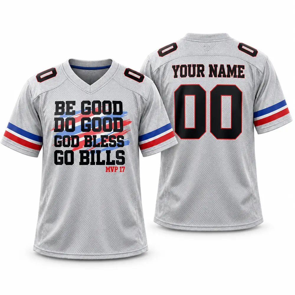 Buffalo Bills Be Good Do Good Personalized Slogan Football Jerseys — Main Image Buffalo Bills Be Good Do Good Personalized Slogan Football Jerseys — Main Image