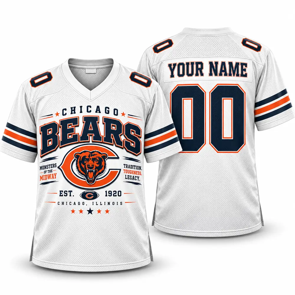 Chicago Bears Personalized Monsters of the Midway Mascot Football Jerseys — Main Image Chicago Bears Personalized Monsters of the Midway Mascot Football Jerseys — Main Image
