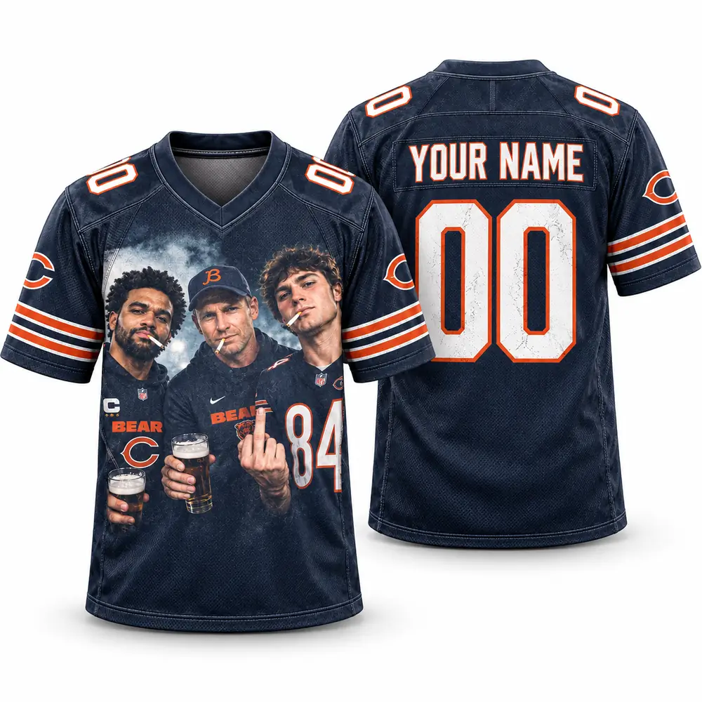 Chicago Bears Personalized Smoky Portrait Collage Navy Football Jerseys — Main Image Chicago Bears Personalized Smoky Portrait Collage Navy Football Jerseys — Main Image
