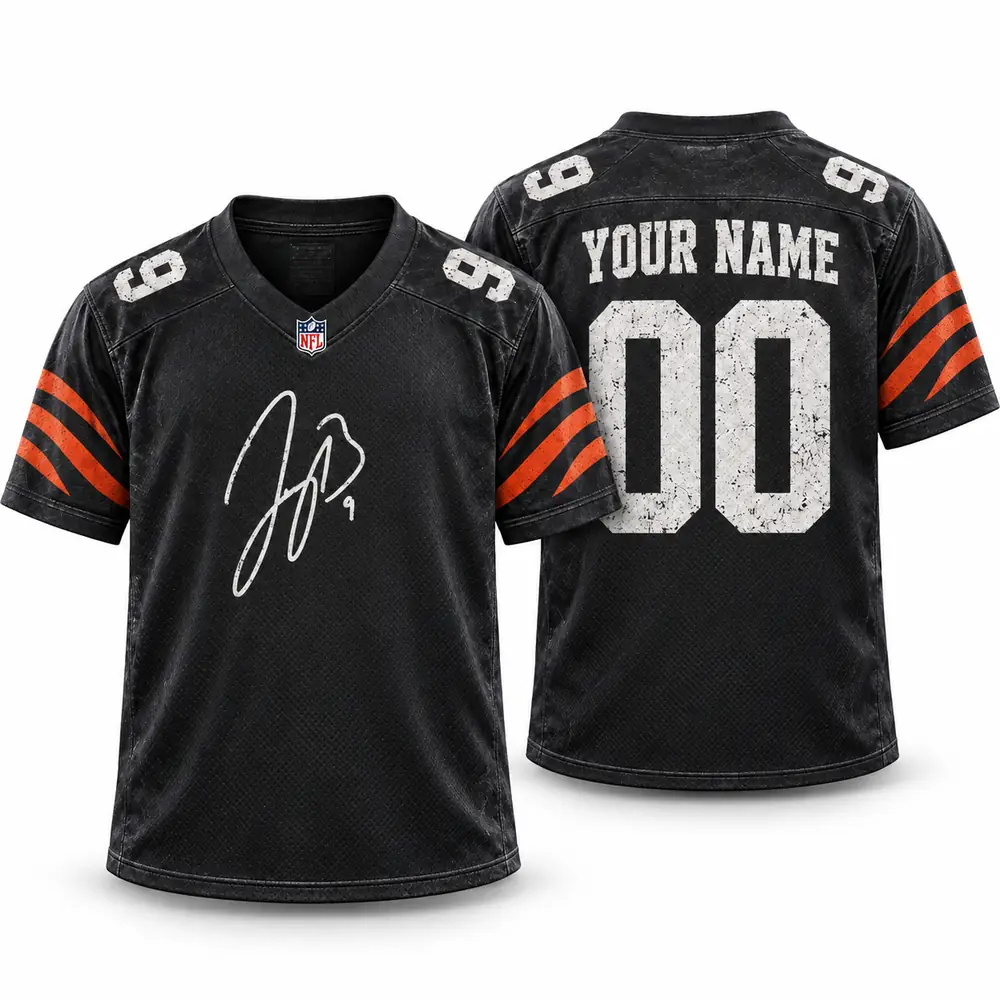 Cincinnati Bengals Personalized Signature Tiger Stripe Game Day Football Jerseys — Main Image Cincinnati Bengals Personalized Signature Tiger Stripe Game Day Football Jerseys — Main Image