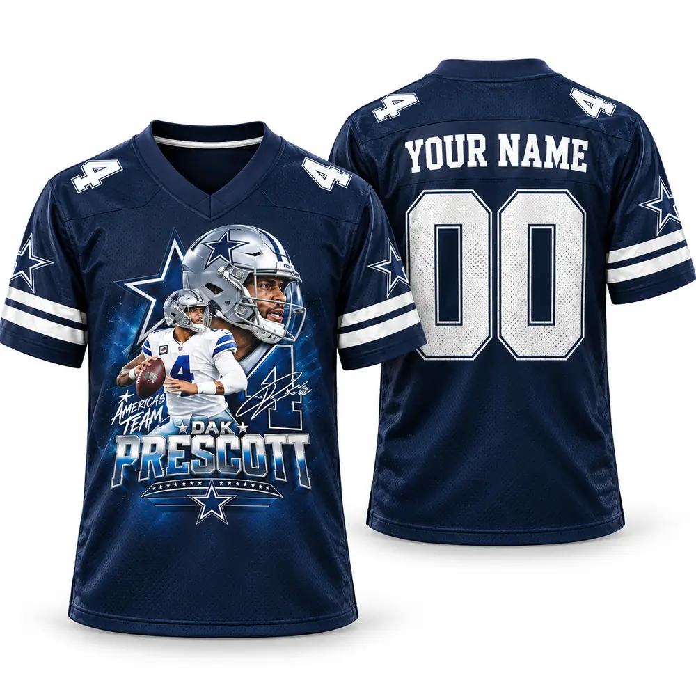 Dallas Cowboys Dak Prescott Personalized Star Graphic Football Jerseys — Main Image Dallas Cowboys Dak Prescott Personalized Star Graphic Football Jerseys — Main Image