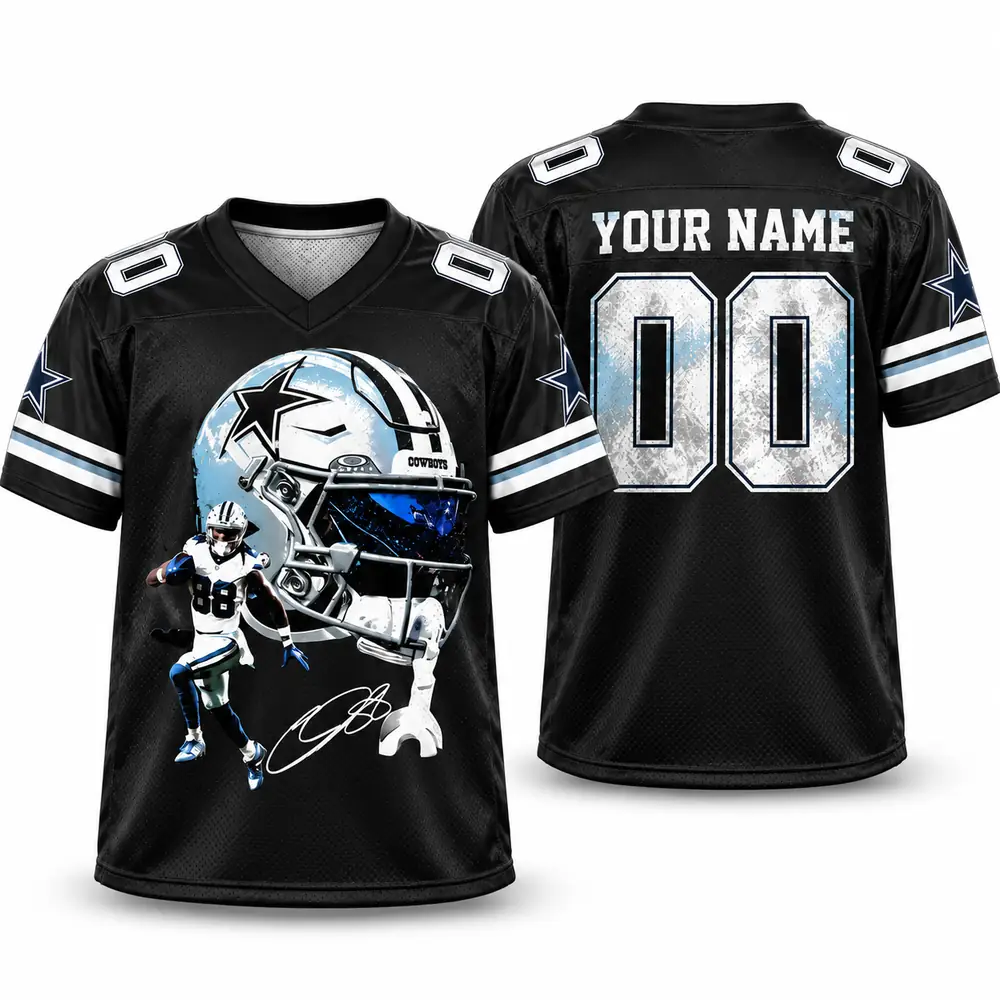 Dallas Cowboys Personalized Number 88 Player Helmet Graphic Football Jerseys — Main Image Dallas Cowboys Personalized Number 88 Player Helmet Graphic Football Jerseys — Main Image