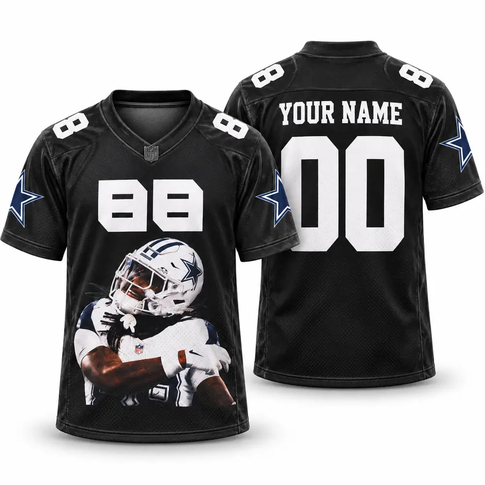 Dallas Cowboys Personalized Player Graphic Black Football Jerseys — Main Image Dallas Cowboys Personalized Player Graphic Black Football Jerseys — Main Image