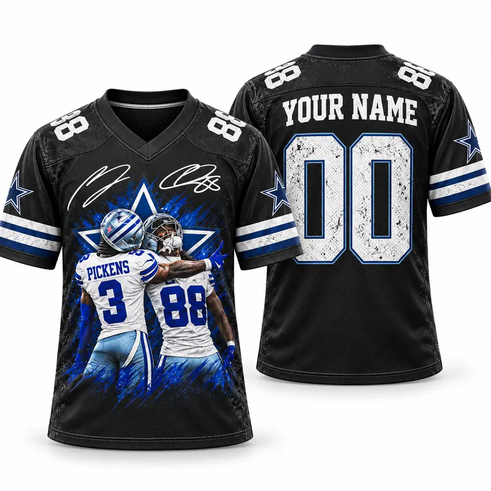 Dallas Cowboys Pickens Duo Star Personalized Black Football Jerseys — Main Image Dallas Cowboys Pickens Duo Star Personalized Black Football Jerseys — Main Image