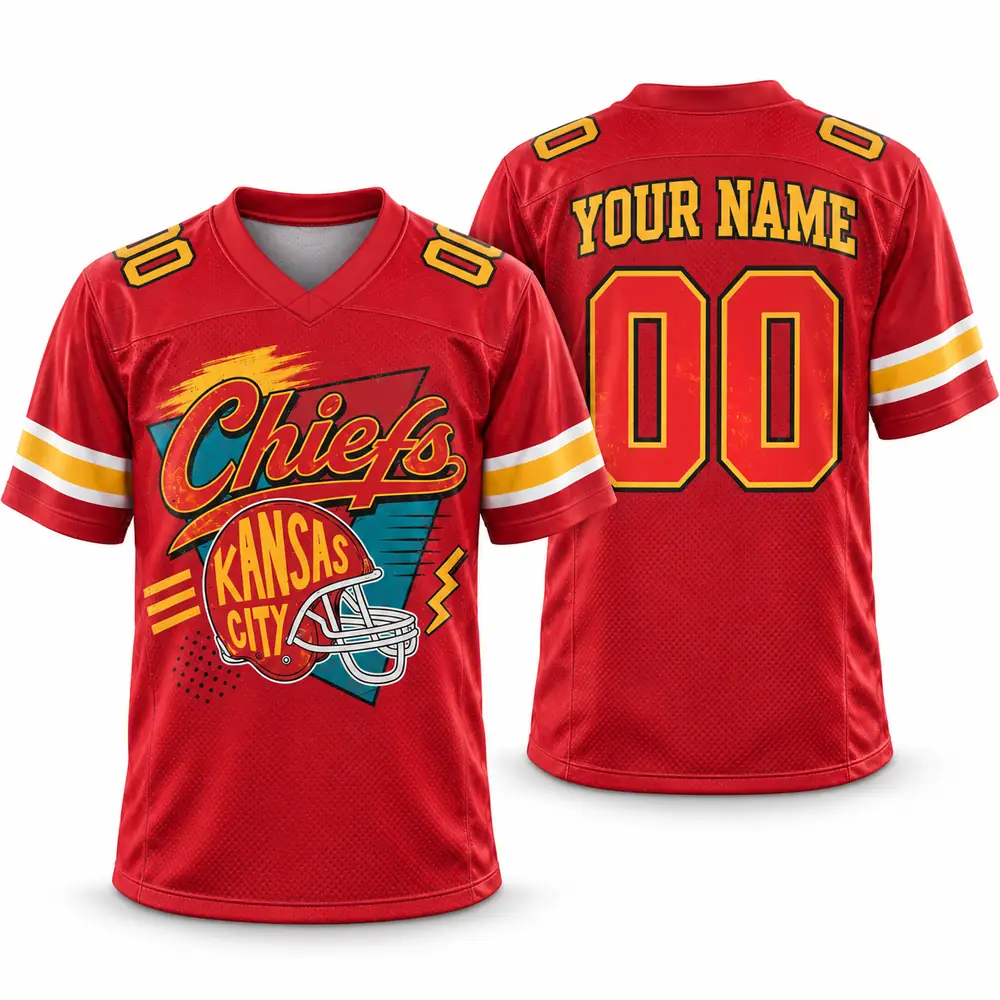Kansas City Chiefs Retro Helmet Personalized Game Day Football Jerseys — Main Image Kansas City Chiefs Retro Helmet Personalized Game Day Football Jerseys — Main Image